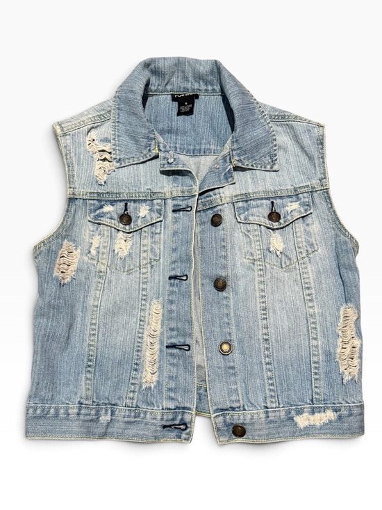 Rue21 Jackets & Blazers - Rue21 Y2K Light Blue Distressed Denim Vest
